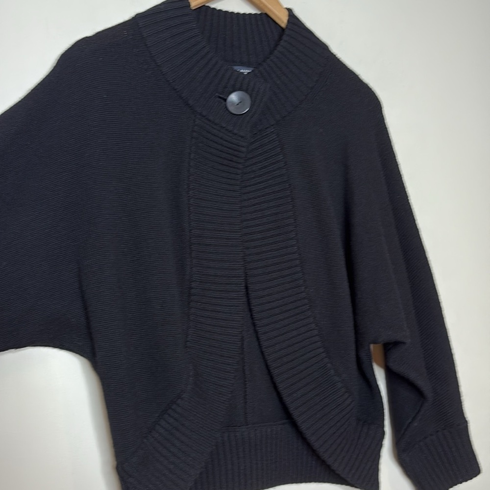 Banana Republic | Black Fine Merino Wool 1 Button Dolman Sleeve Knit Cardigan S - Picture 10 of 17